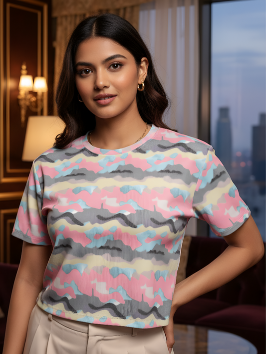 CANDY WAVE Crop Tee | Sweet Swirls of Style with Effortless Everyday Comfort