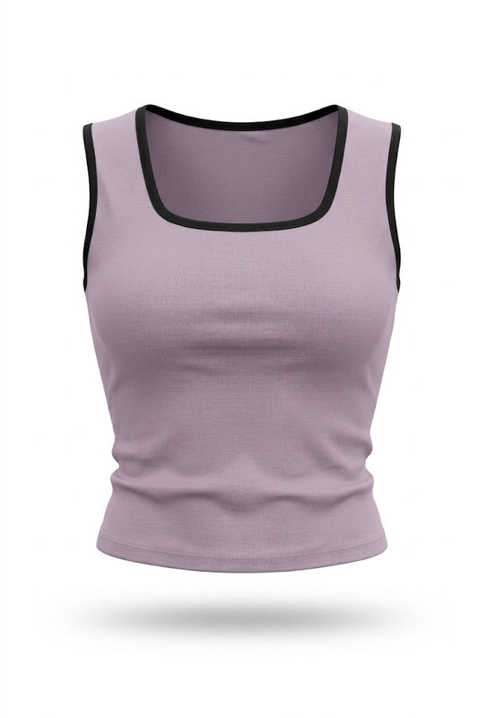 Contrast Tank Top - Mauve