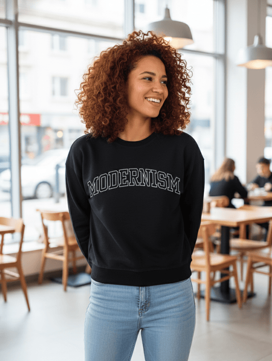 Modernisim Black Crop Sweatshirt – Minimal Luxe Streetwear