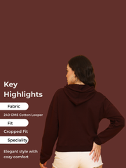 Maison Crop Hoodie – Luxe Streetwear Comfort in Wine
