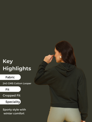 Cross Country Crop Hoodie – Sporty Streetwear Energy in Bottle Green