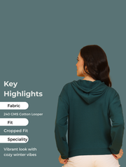 Good Energy Crop Hoodie – Vibrant Streetwear in Peacock Blue