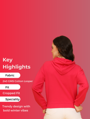 Futuristic Crop Hoodie – Hot Pink Streetwear Essential