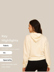 Not In Mood Crop Hoodie – White Streetwear Essential