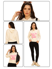 Not In Mood Crop Hoodie – White Streetwear Essential