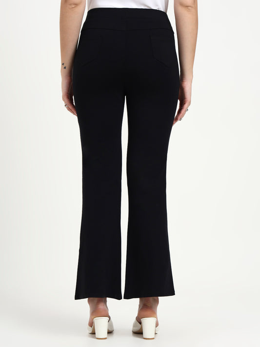 BELL BOTTOM JEGGING In Black | Retro Chic Comfort with Modern All-Season Stretch