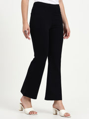 BELL BOTTOM JEGGING In Black | Retro Chic Comfort with Modern All-Season Stretch