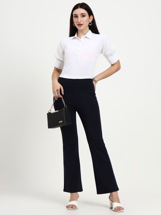 BELL BOTTOM JEGGING In Navy| Retro Chic Comfort with Modern All-Season Stretch