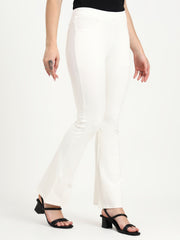 BELL BOTTOM JEGGING In White | Retro Chic Comfort with Modern All-Season Stretch