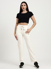 White Cotton Looper Lowers | Contour Series – Premium Comfort Wear