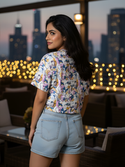 ABSTRACT FACES Crop Tee | Artistic Expression with All-Day Stretch Comfort