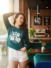 Good Energy Crop Hoodie – Vibrant Streetwear in Peacock Blue