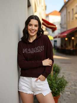 Maison Crop Hoodie – Luxe Streetwear Comfort in Wine