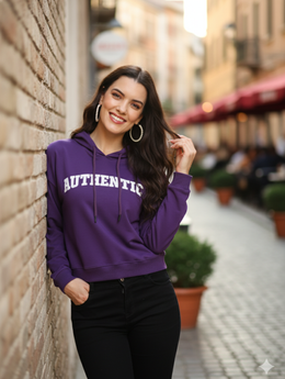 Authentic Crop Hoodie – Bold Streetwear Essential in Purple