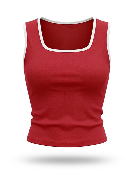 Contrast Tank Top - Red