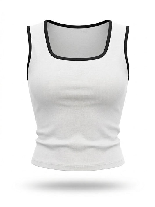 Contrast Tank Top - White